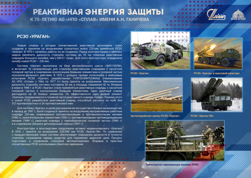 Виртуальная выставка «Реактивная энергия защиты. К 75-летию АО «НПО «Сплав» имени А.Н. Ганичева» Тульский Государственный Музей Оружия