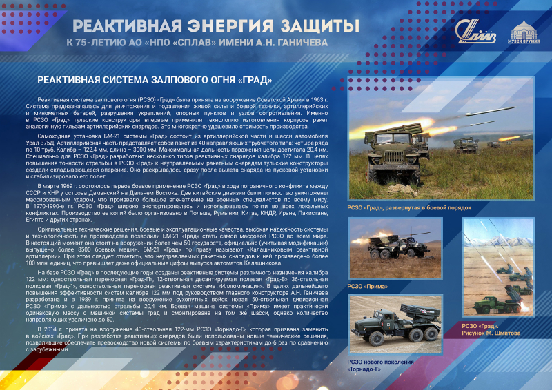 Виртуальная выставка «Реактивная энергия защиты. К 75-летию АО «НПО «Сплав» имени А.Н. Ганичева» Тульский Государственный Музей Оружия