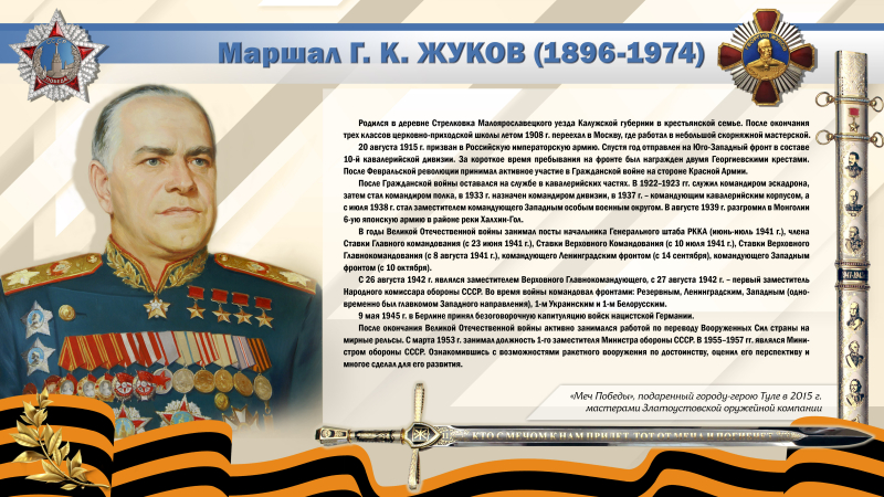 Виртуальная выставка «Георгий Константинович Жуков. К 125-летию «Маршала Победы». Тульский Государственный Музей Оружия