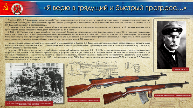 Виртуальная выставка «Владимир Григорьевич Федоров – патриарх автоматического оружия» Тульский Государственный Музей Оружия