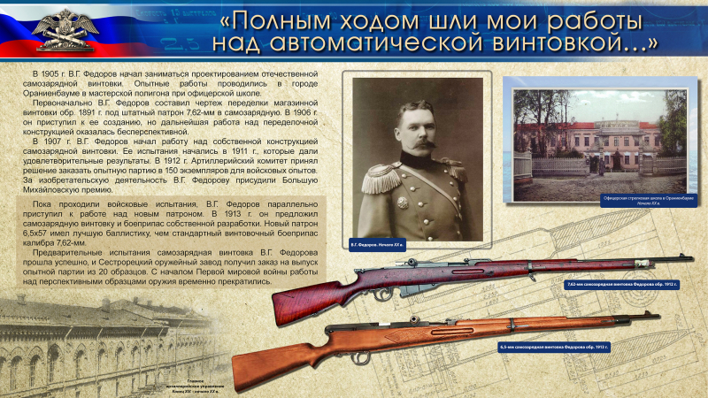 Виртуальная выставка «Владимир Григорьевич Федоров – патриарх автоматического оружия» Тульский Государственный Музей Оружия