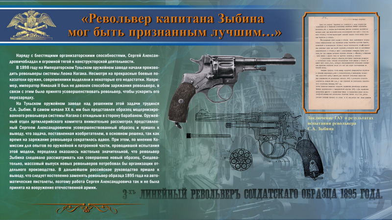 Виртуальная выставка «Туле предстоит прекрасная будущность». К 160-летию тульского оружейника Сергея Александровича Зыбина. Тульский Государственный Музей Оружия