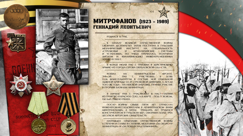 Виртуальная выставка «Туляки – защитники Ленинграда» Тульский Государственный Музей Оружия