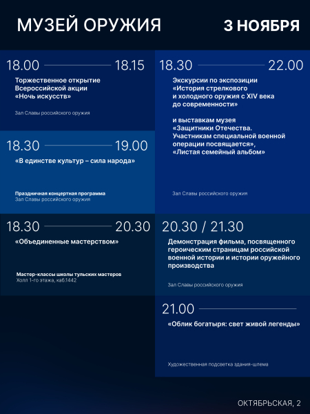 В единстве культур – сила народа: Тульский музей оружия приглашает на «Ночь искусств» Тульский Государственный Музей Оружия